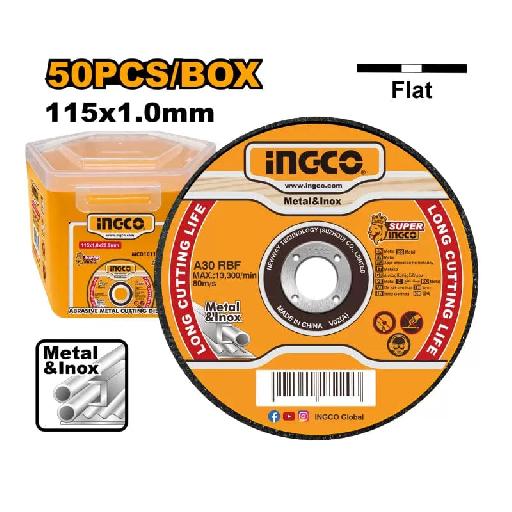 Ingco 50 Pieces Abrasive INOX Metal Cutting Disc 115 x 1.0mm (MCD1011550)