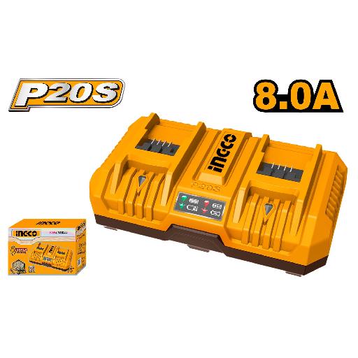 Ingco 20V 4Ah P20S 2-Port Lithium-Ion Battery Charger FCLI2082