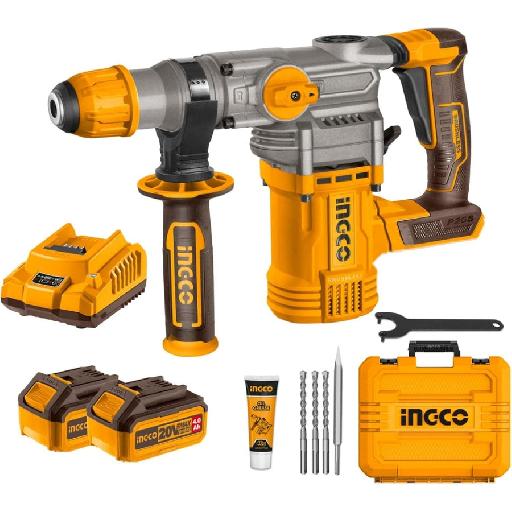 Ingco Brushless Lithium-Ion Rotary Hammer With Two 20V 4.0Ah Batteries CRHLI202882