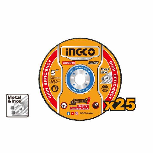 Ingco 25-Pieces Ultra-thin Metal Cutting Disc Set 125mm x 1.0mm MCD1012525