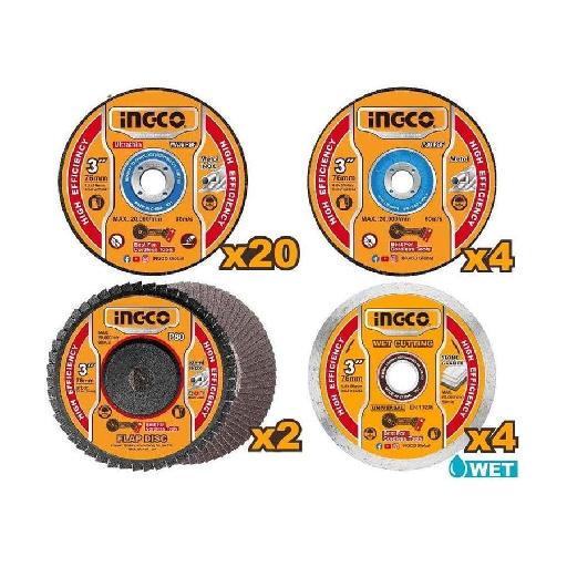 Ingco 30 Pieces Cutting & Grinding Disc Set MCD07630