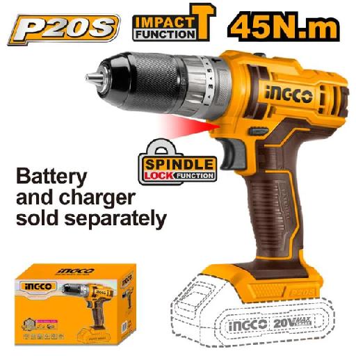 Ingco Lithium-Ion Cordless Hammer Impact Drill 20V CIDLI201455