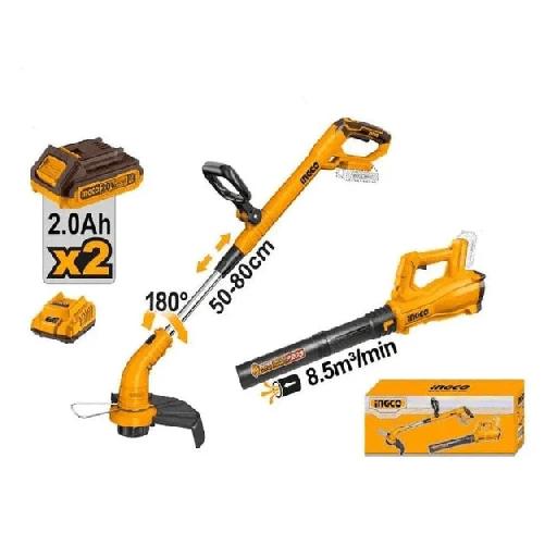 Ingco 2PCS 20V Lithium-Ion Grass Trimmer & Air Blower Combo Kit Set COSLI240203