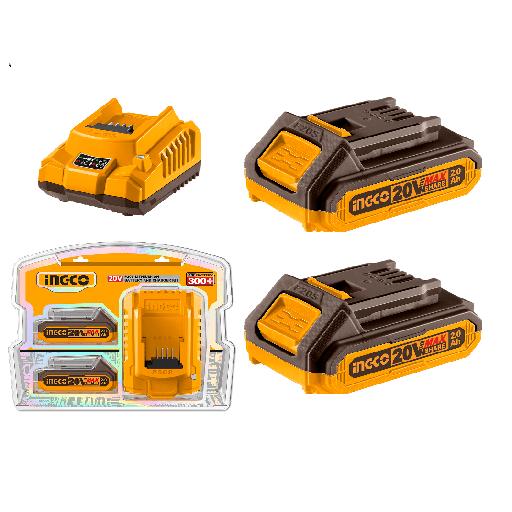 Ingco Two 20V 2.0Ah Lithium-Ion Battery Pack and Charger Kit – FBCPK1222