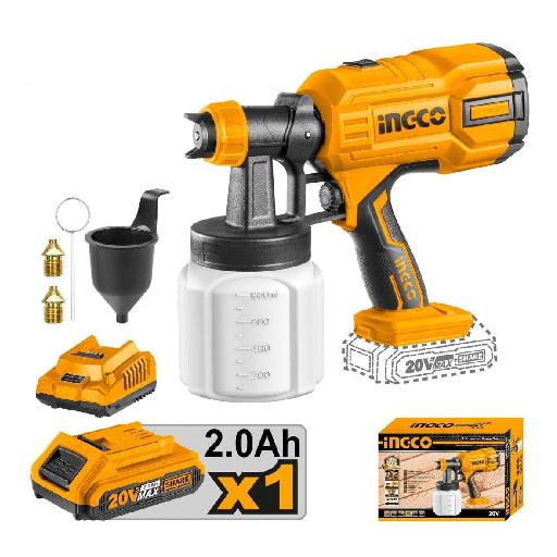 Ingco Lithium-Ion Cordless Spray Gun with 20V 2.0Ah Battery & Charger – CSGLI20406