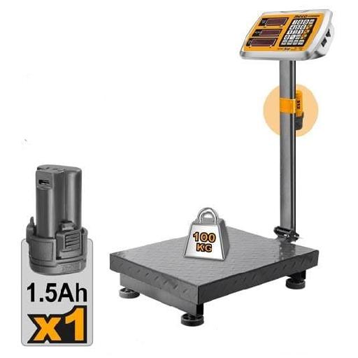 Ingco Cordless 100kg Lithium-Ion Scale with 12V 1.5Ah Battery – CES1302