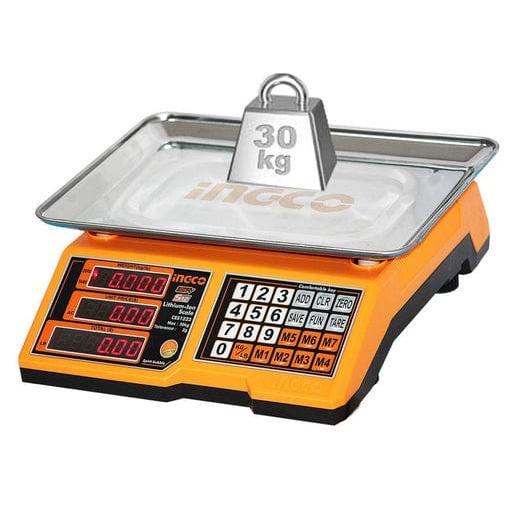 Ingco Cordless 30kg Lithium-Ion Scale with 12V 1.5Ah Battery – CES1301