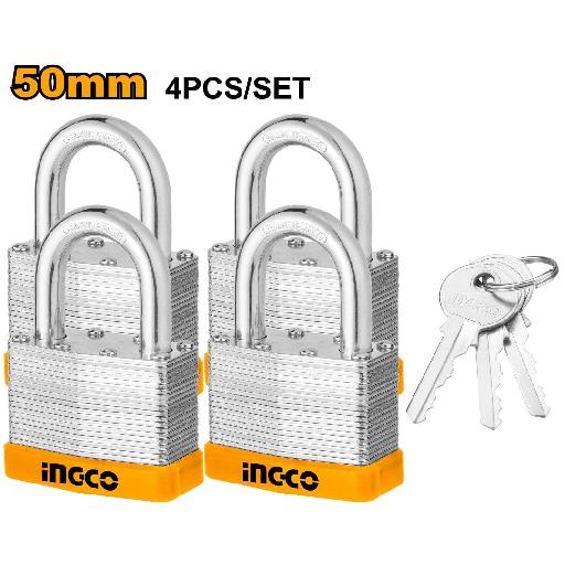 Ingco 4 Pieces 50mm Laminated Padlock – DLPK05004