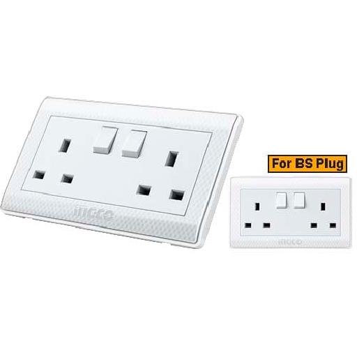 Ingco 13A 2-Gang Switched Double BS Socket – HESST0213A