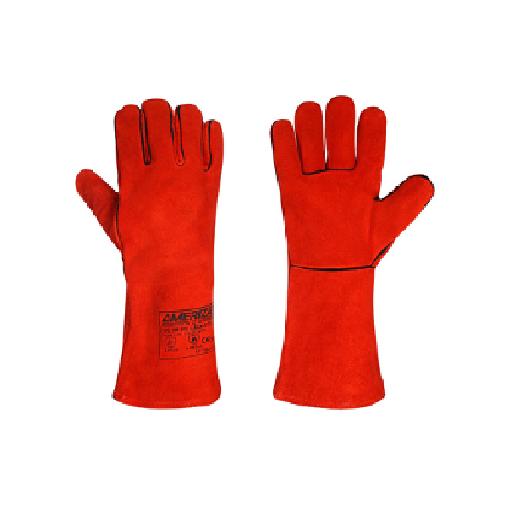 JTS Ameriza Welding Gloves – Heavy-Duty Red Leather Gloves for Industrial Hand Protection