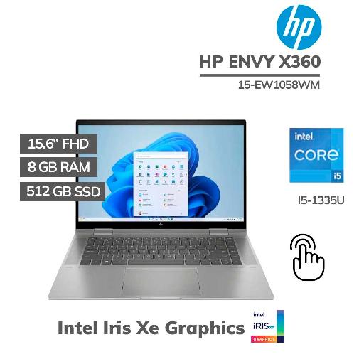HP Envy X360 15-ew1058wm (2023 Model) – 15.6″ FHD Touchscreen 2-in-1 Laptop with Intel Core i5 (13th Gen), 8GB RAM, 512GB SSD, Face Unlock & Windows 11