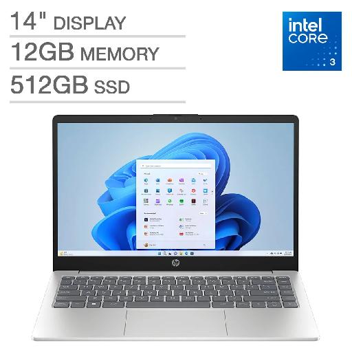 HP Notebook 14-EP1063cl – 14" FHD Laptop with Intel Core i3-100U (14th Gen), 12GB RAM, 512GB SSD, Backlit Keyboard, Windows 11 Home, Silver