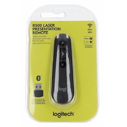 Logitech R500 Wireless Presentation Remote – Bluetooth & USB Connectivity, Red Laser Pointer, 20m Range, Plug-and-Play Control
