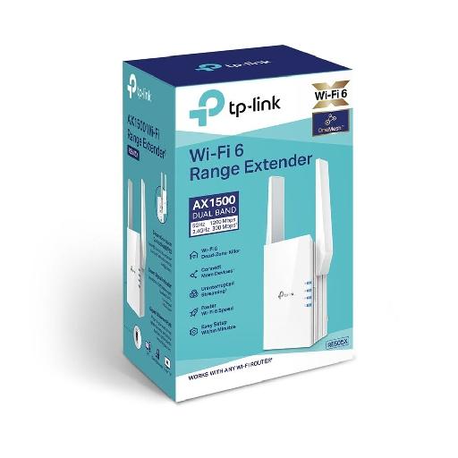 TP-Link RE505X AX1500 Wi-Fi 6 Range Extender – Dual-Band Coverage Booster with OneMesh™, Gigabit Port & Easy Setup
