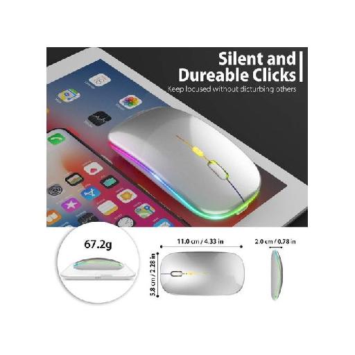 Rechargeable 2.4GHz Ultra-Thin Wireless/Bluetooth Mouse – Silent, Ergonomic, Dual-Mode (Silver)