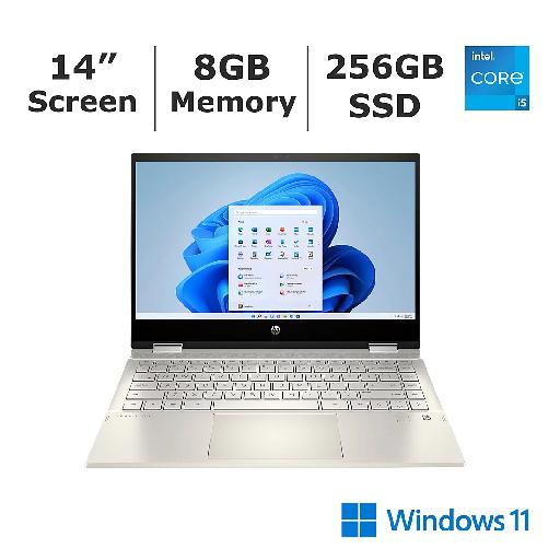 HP Pavilion X360 14″ FHD Convertible Laptop (14-dy2050wm, 2022) – Intel® Core™ i5-1235U, 8GB RAM, 256GB SSD, Intel® Iris® Xe Graphics, Touchscreen, Fingerprint Reader, Windows 11 Home – Silver