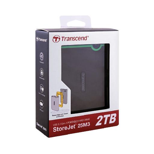 Transcend StoreJet 25M3 2TB USB 3.0 Portable External Hard Drive – Military-Grade Shock Resistance, Ultra-Fast Data Transfer