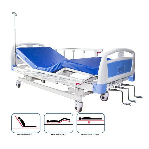 McSarpong – 3 Functions Manual Hospital Bed AG-BMS003 | Adjustable Bed with 6-Rank Aluminum Alloy Handrails