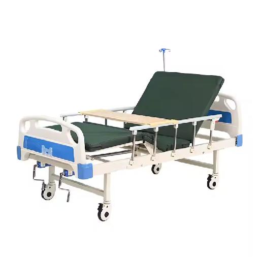 McSarpong – 3 Cranks Manual Hospital Bed With 4-Part ABS Bedboards AG-BMS002B | Adjustable Patient Bed with Al-Alloy Handrails and Central Braking System