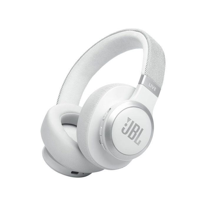 JBL Live 770NC Wireless Over-Ear Headphones – White, Bluetooth V5.3, 65-Hour Battery, True Adaptive Noise Cancelling