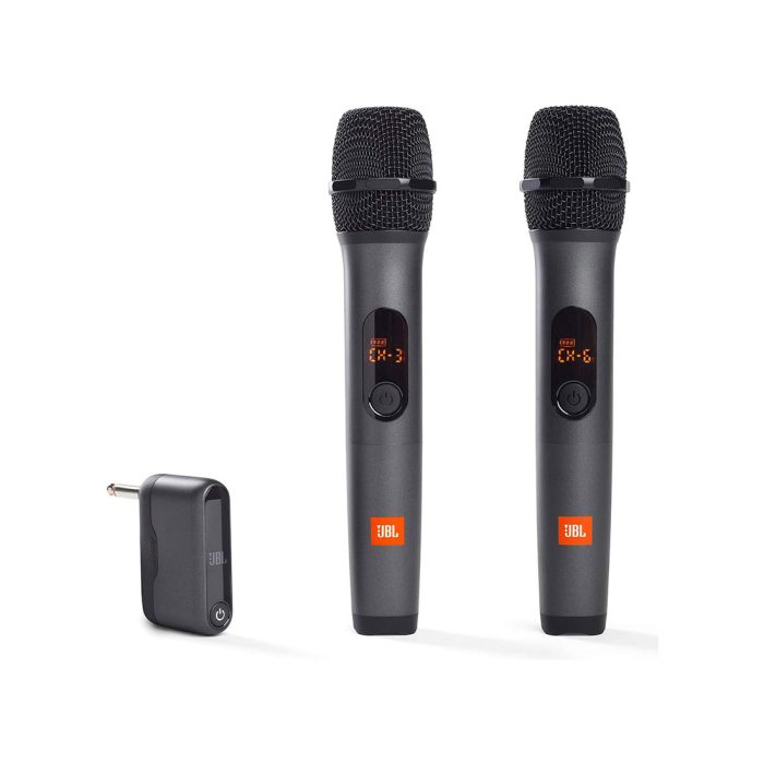 JBL Wireless Two Microphone System with Dual-Channel Receiver – Black, USB Type-C, 6-Hour Battery Life