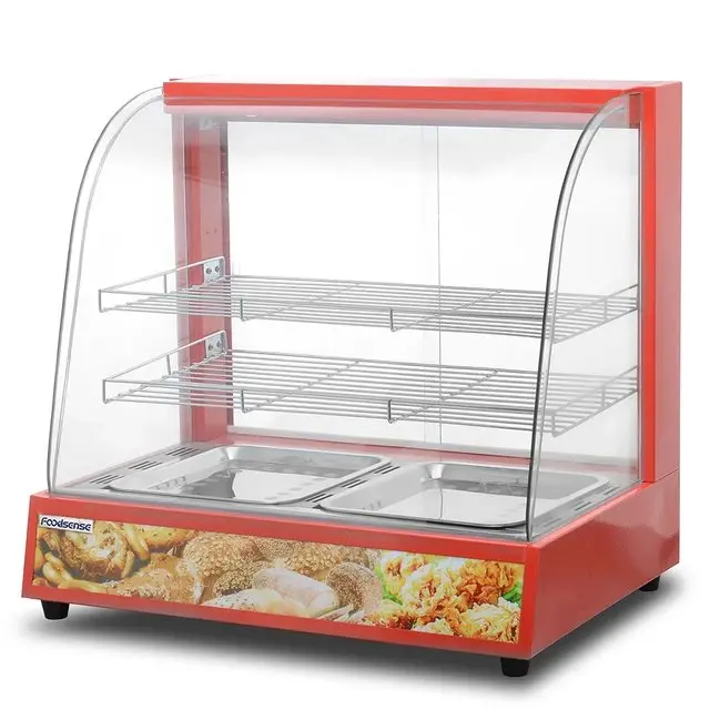 2-Tray Glass Food Warmer Display Cabinet 800W – Stainless Steel (HW-2P)