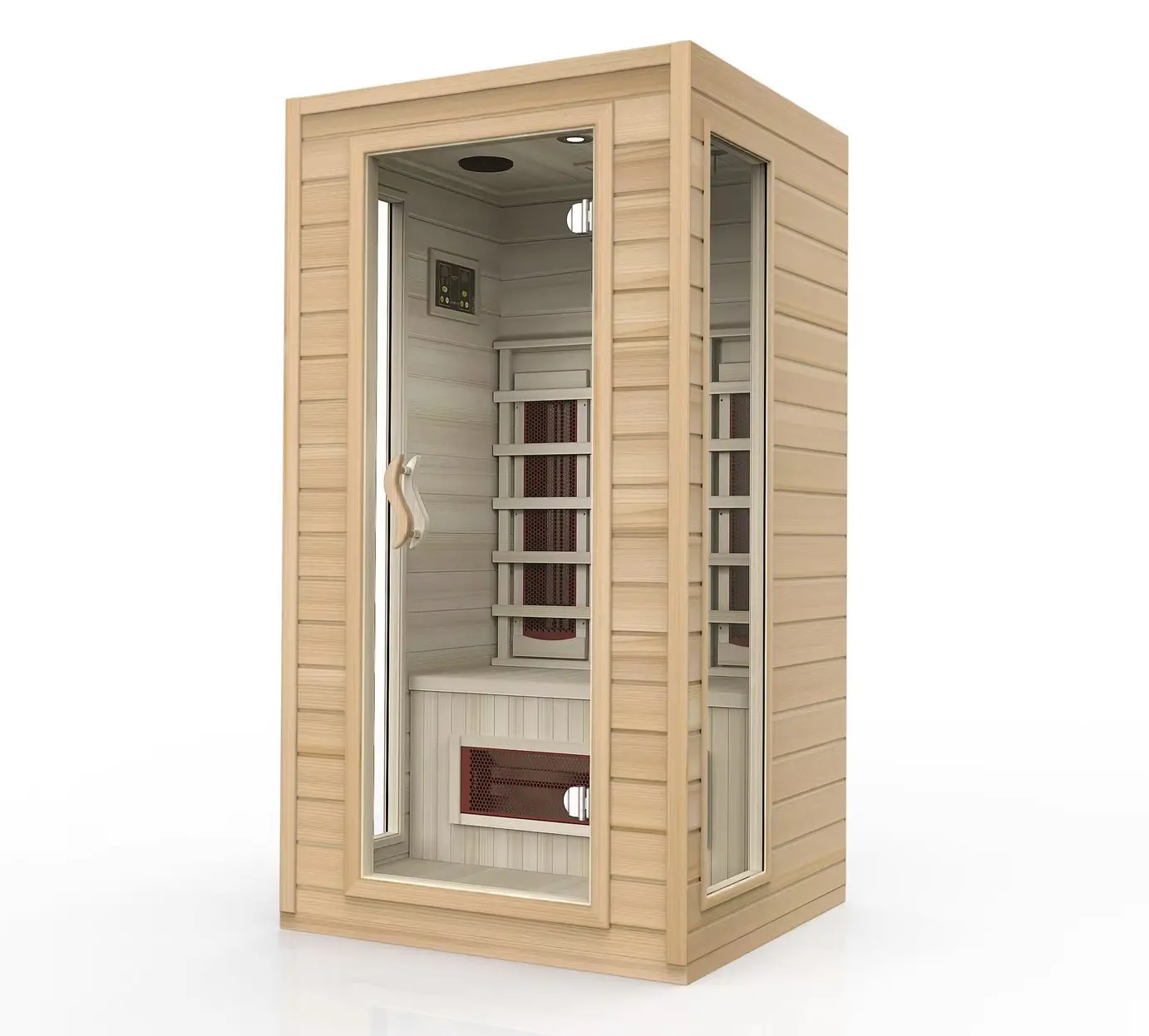 1-Person Solid Wood Infrared Sauna Room – Canadian Hemlock, Bluetooth & LED