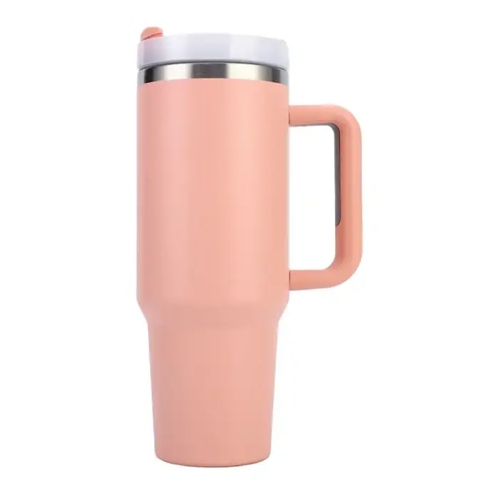 40oz Stainless Steel Double-Wall Tumbler with Handle & Straw (2.0)