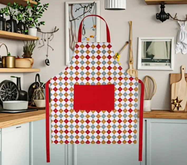 Medieval-Style Floral Cotton Linen Kitchen Apron for Women