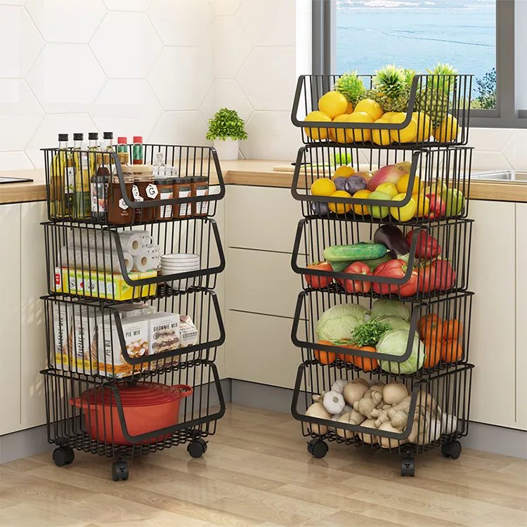 4-Tier Stainless Steel Kitchen Utility Cart with Movable Casters