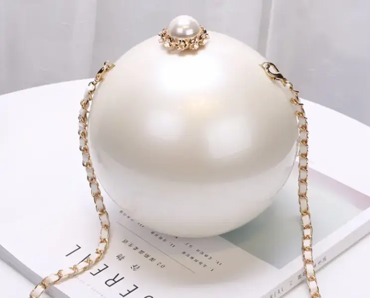 White Pearl Purse Chain Acrylic Luxury Evening Bag