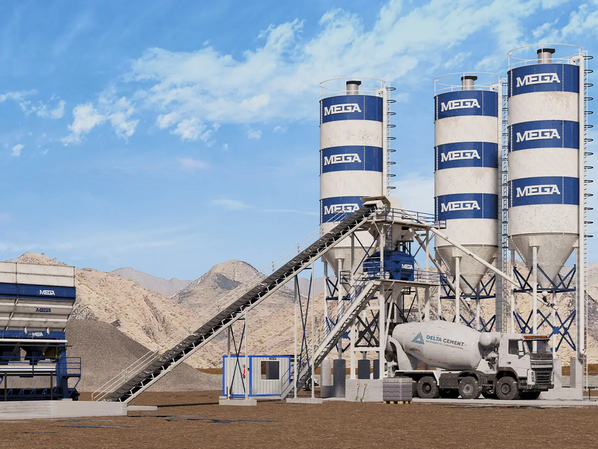 90 m³/h Stationary Concrete Batching Plant with Italian Twin-Shaft Mixer