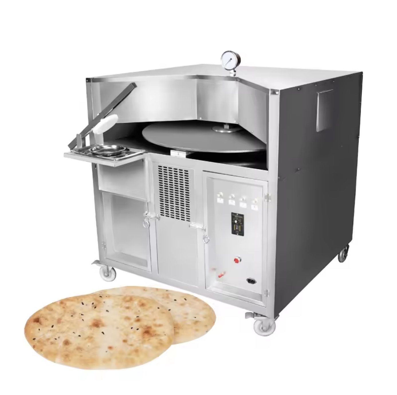 90cm Electric/Gas Roti/Pita Oven – 0-350°C, 304SS Rotating Pan, 50W, Accra