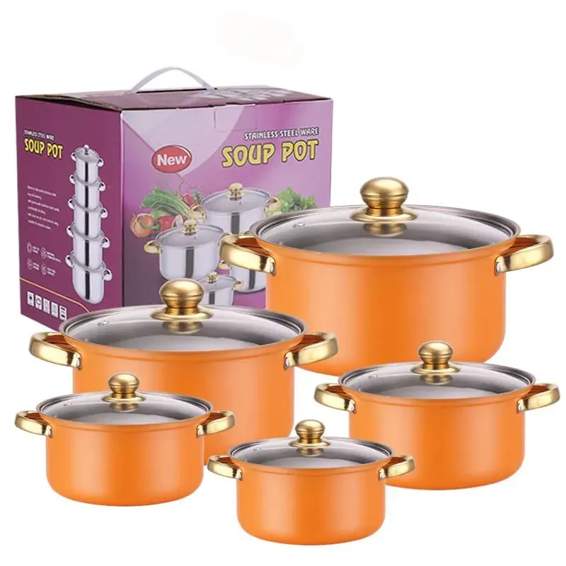 10-Piece Stainless Steel Cookware Set (5 Pots with Lids)
