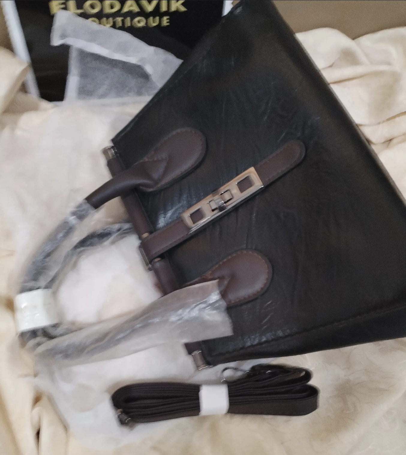 Designer Leather Tote Handbag for Women (Black & Brown)