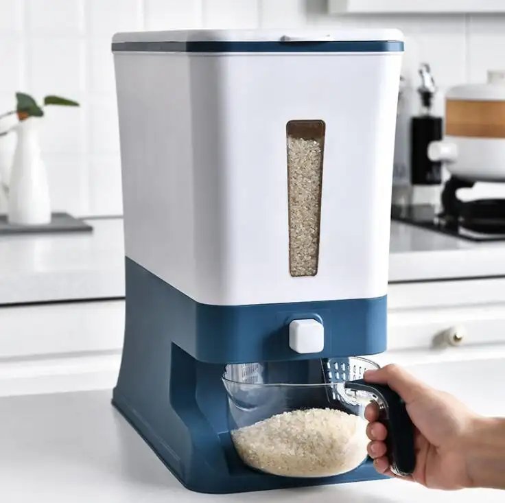 12L Automatic Metering Kitchen Rice Dispenser & Grain Storage Box