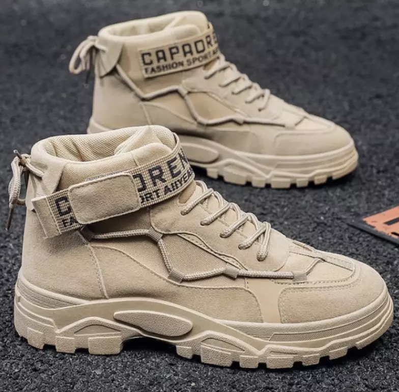 Men's Khaki Canvas Sneakers – Lace-Up, Rubber Sole, Sizes 40-45, Awaso