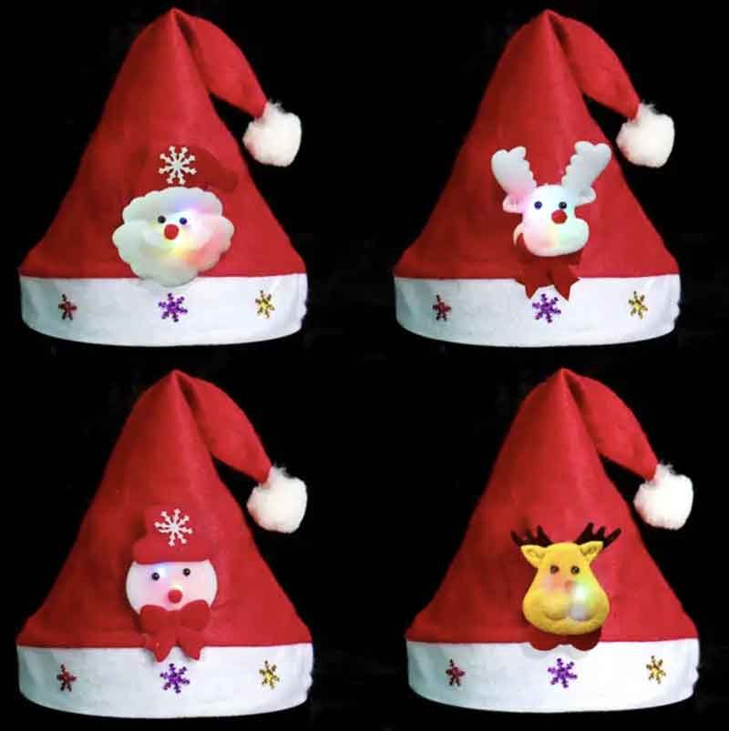 LED Light-Up Santa Claus Hat – Non-Woven Plush, Multi-Color Flash, Xmas Party, Accra