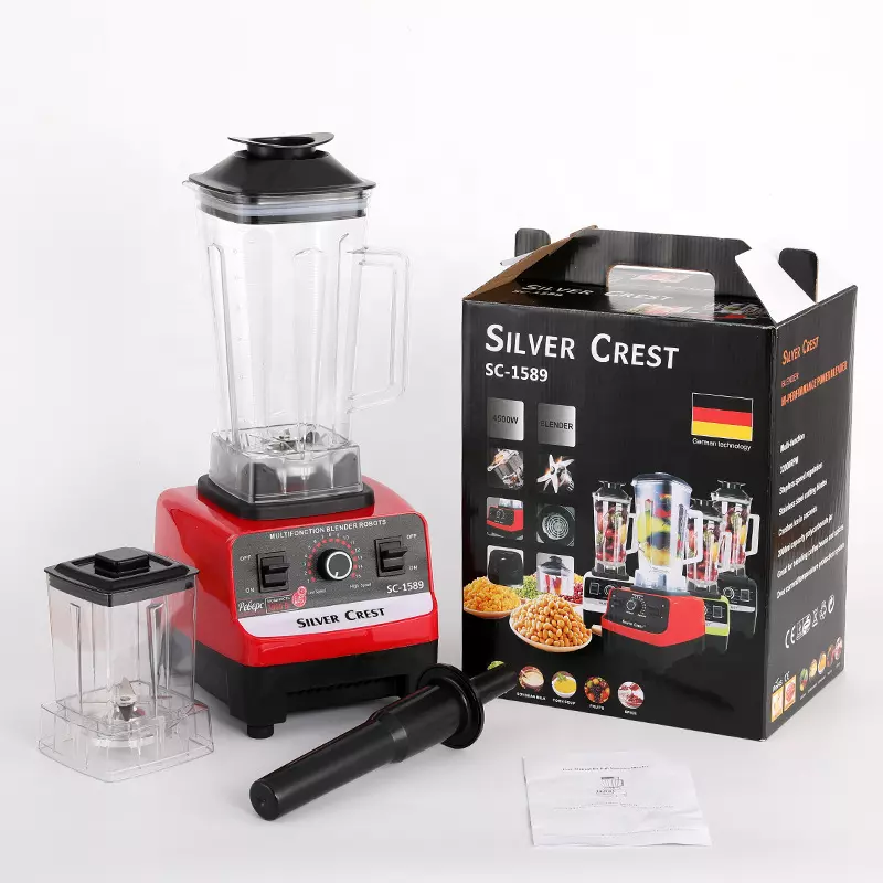 Silver Crest 4500W Heavy-Duty Blender – 2L PC Jar, Ice Crush, Red, Accra