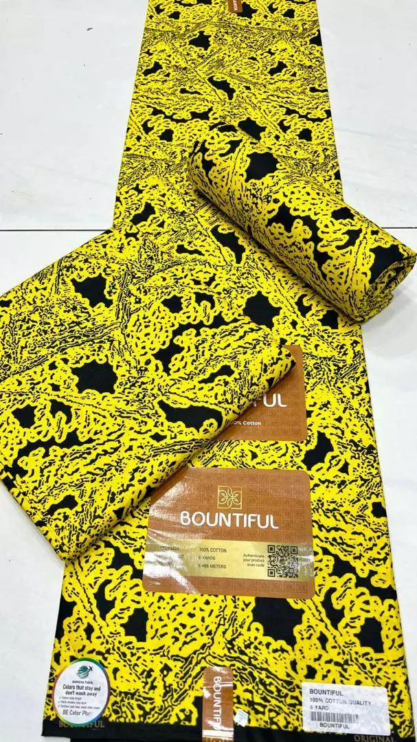 100% Cotton Authentic African Wax Print Fabric (Ankara, 6 Yards)