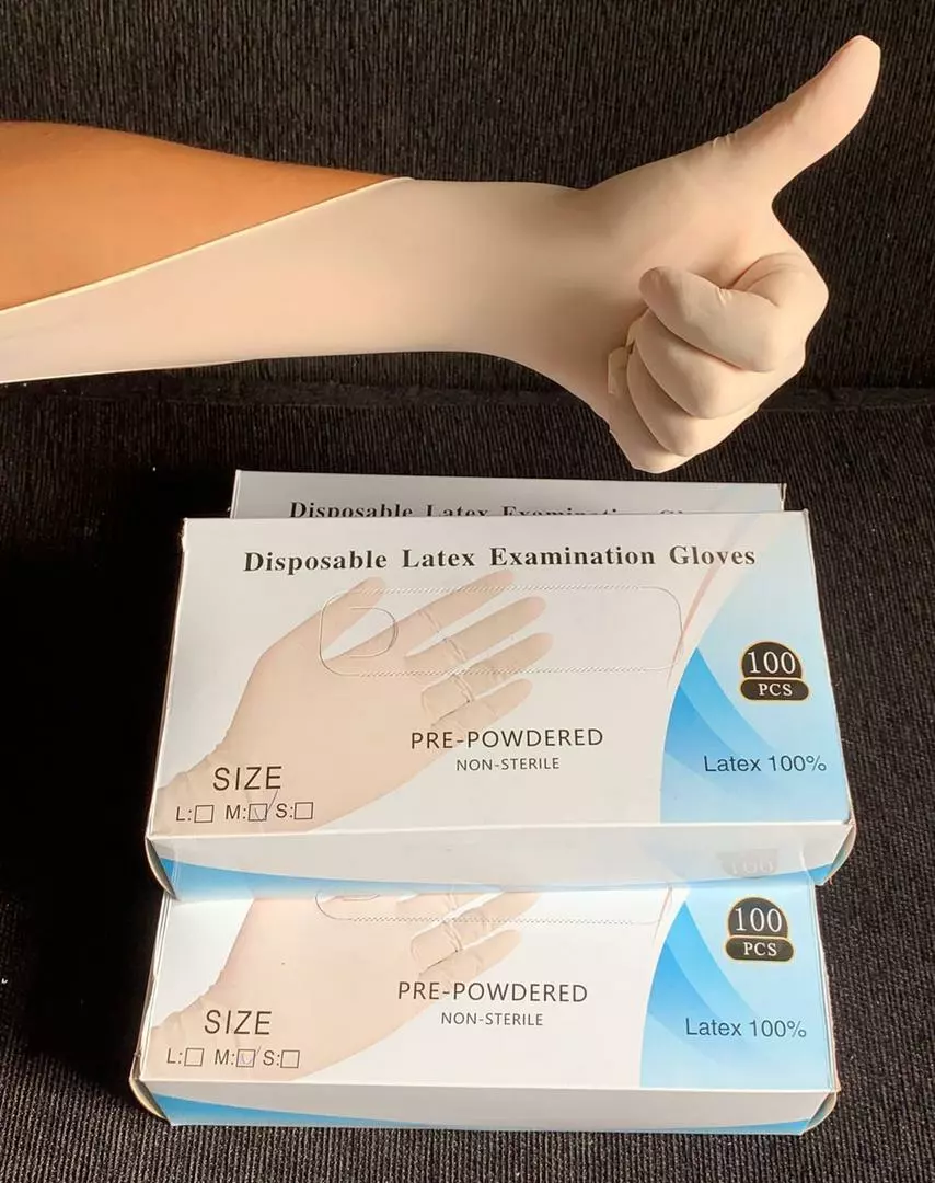 Powdered Latex Exam Gloves – 100pcs/Box, Cream, Medium, Accra