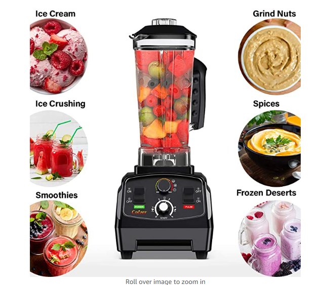 Heavy Duty Commercial Blender 2200W - HS-200D Multi-Function Food Processor for Smoothies, Juices & Ice Crushing