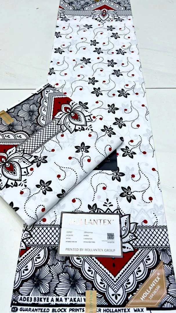 6-Yard Hollantex White Wax Print African Fabric (Polycotton)