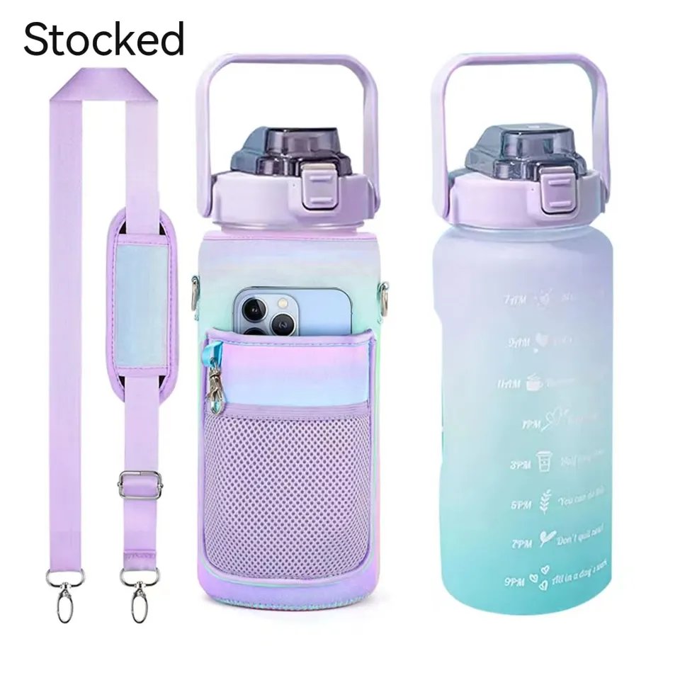 Bling Vacuum Insulated Stainless Steel Water Bottle with Sleeve, Strap & Phone Holder (1L–2L)