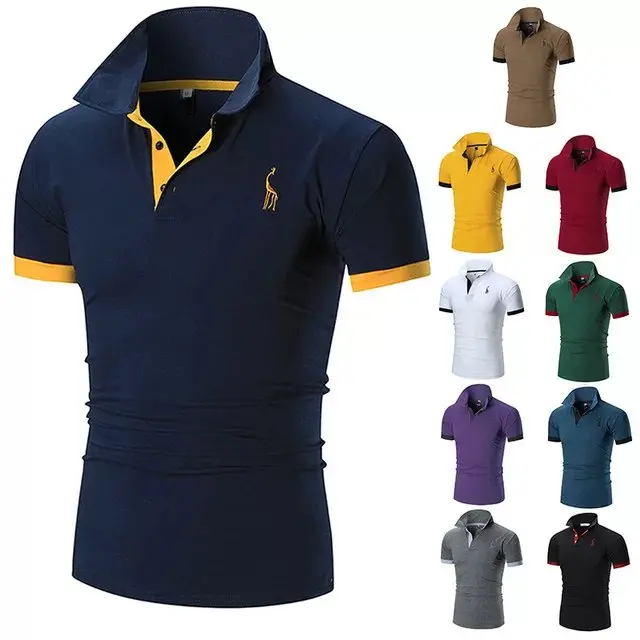 Men’s Cotton Polo Golf Shirt - Embroidered Logo Casual T-Shirt (Multiple Colors)