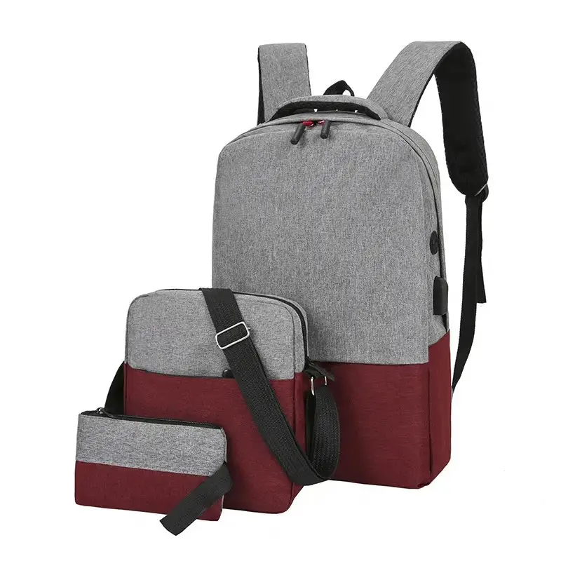 3-Piece Laptop Backpack Set - Custom College School Bag with USB Port & Anti-Theft