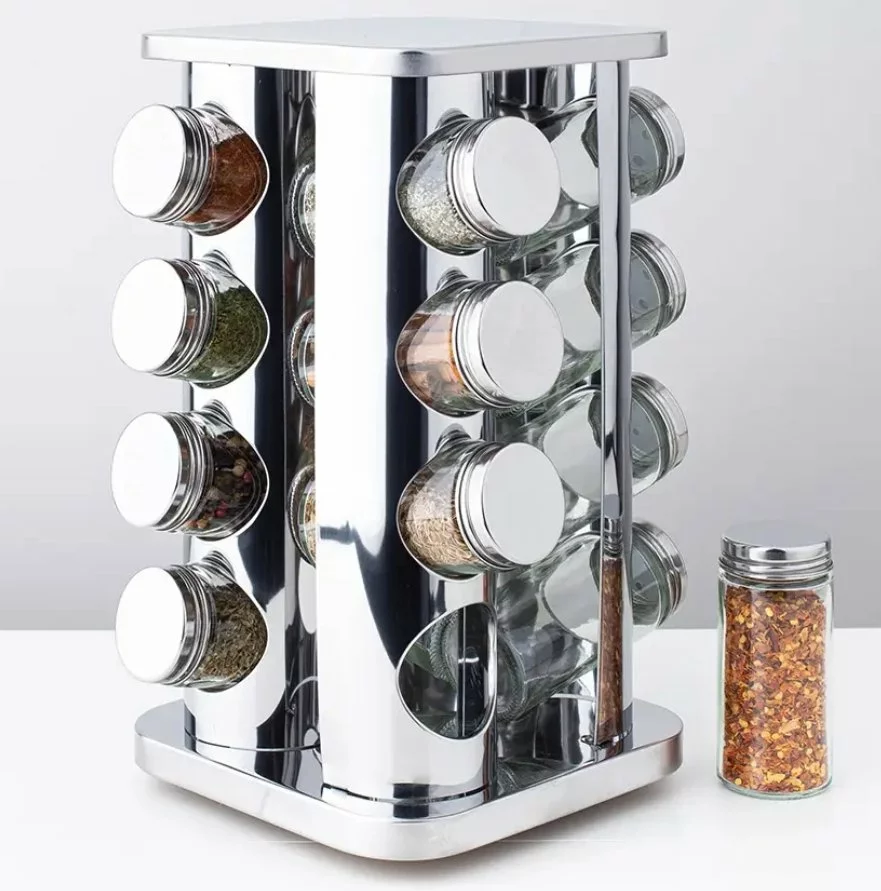 Rotating spice rack kitchen jars organiser