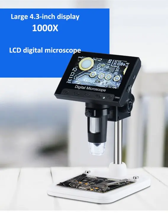 G1000 1000X Digital Microscope - 4.3" HD LCD, 720P Video, 8 LED, Portable