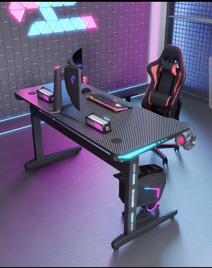 120cm RGB Gaming Desk with Cup Holder & Headphone Hook