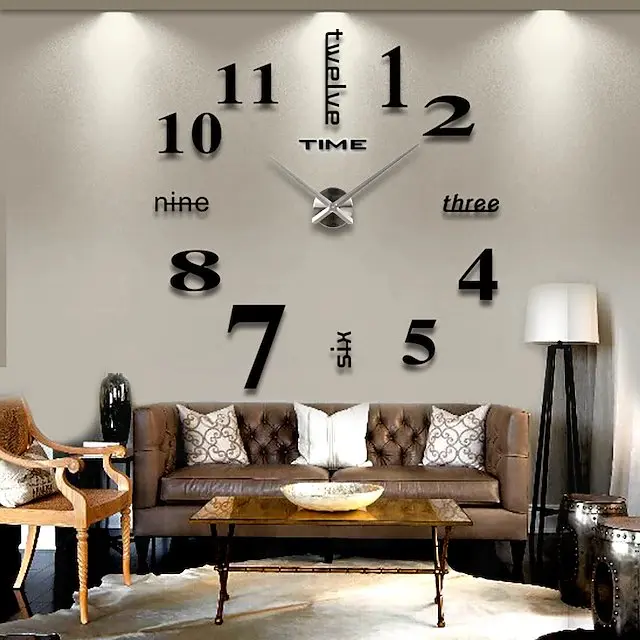 Self-Adhesive 3D Frameless Wall Clock (DIY Numbers)